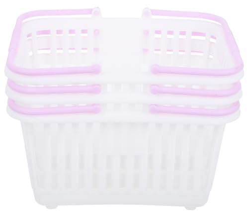 Kisangel 3-Pack Small Plastic Basket with Handle Compact Desktop Storage Basket for Toys Grocery Bathroom Supplies Open Design Organizer for Indoor and Outdoor Use 6.29 X 5.11 X 3.14 in