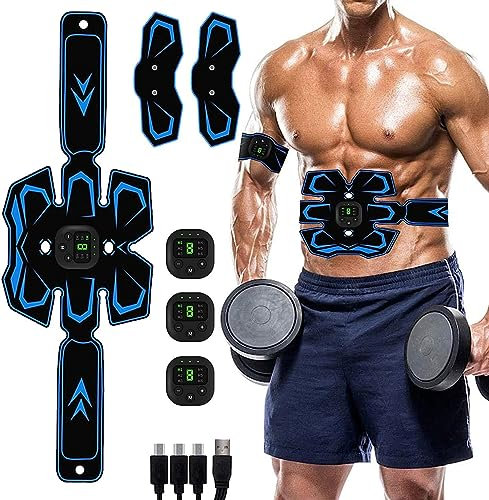 EMS Bauchmuskeltrainer, EMS Trainingsgerät, USB-Wiederaufladbarer Tragbarer Muskelstimulator, Po Trainer Smart Wireless, 6 Modi & 19 Intensitäten, Bauchtrainer Elektrisch für Bauch, Arm, Gesäß, Bein
