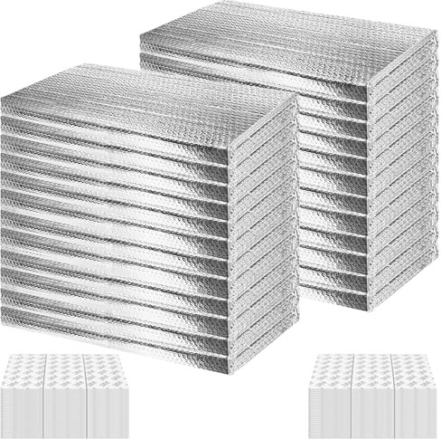 24P Garage Door Insulation Panels Kit 0.24T Double Bubble Reflective Aluminum Foil 6MM Sheet Thermal Pre-Cut Insulation Shield 240 Tapes Winter Cold and Summer Heat for Attic Garage Wall (24 x 48)