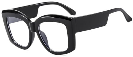 LJCZKA Occhiali Anti Luce Blu Donna Quadrati, Montatura Occhiali da Vista Donna Spessa Grandi Occhiali Anti Affaticamento per Computer Gioco Lettura