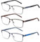 DJOLENSA Set di 3 occhiali da lettura 3.25 con filtro luce blu per uomo, occhiali da lettura in metallo per uomo, anti-affaticamento/riflesso/UV