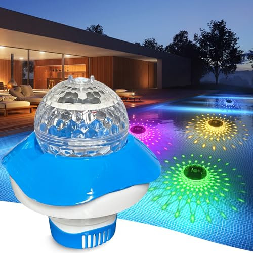 Schwimmend Chlor Spender Solar Poolbeleuchtung Teichbeleuchtung Unterwasser Chlordosierer Für Pool, Solar Schwimmende LED Poolbeleuchtung, Gartendeko Light Poollicht Für Teichdeko (Verstellbar)