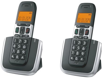 Ornin D1004 Cordless Phone for Home, ECO Technology, 1.6‘’ Amber LCD Display, Caller ID, Big Buttons, Speakerphone(Twin Pack)