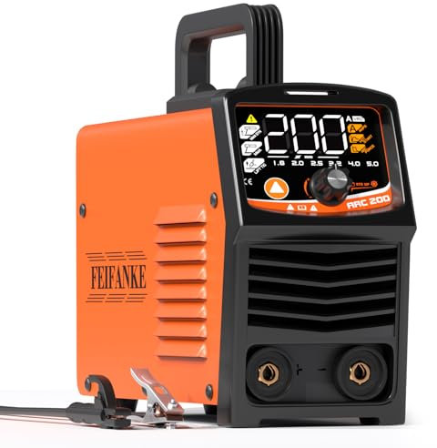FEIFANKE Maquina de Soldar ARC200 3 en 1 Syn IGBT Soldador Inverter 200A con Pantalla Digital LED Mini Portátil Soldador Electrodo MMA Stick/Lift TIG/Hot Start/ARC Force/VRD
