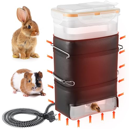 74 oz Heated Rabbit Water Bottle, Large Rabbit Water Dispenser No Drip, Bunny Bottle, Heated Small Animal Drinker for Pets, Rabbits, Guinea Pigs, Hamster, Ferrets, Birds, Mouse, Rats(1 Pack)
