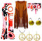 Generisch Hippie Kleidung Damen, Hippie Kostüm Damen Set, Damen Disco Outfit, Braun Fransenweste Damen, Damen 70er Hippie Accessoires, Hippy Damen Party Outfi Hippie Schuhe Damen Cooles KostüM Damen