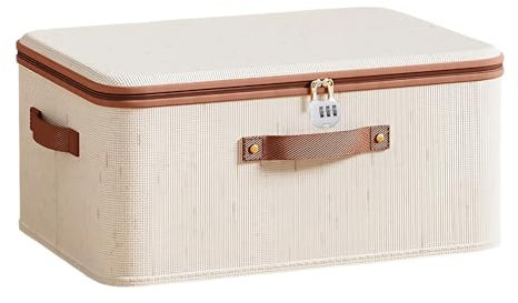 Onperpoe Scatola richiudibile pieghevole con coperchio, organizer pieghevole con chiusura a combinazione, per armadio o sotto il letto (30 x 20 x 14 cm)