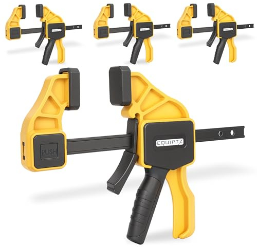 EQUIPTZ 6 inch Bar Clamps for Woodworking – 4 Pack Quick Grip Clamps Set with 150 lbs Force – Wood Clamps for Gluing, Carpentry, DIY, and Metalworking (6 inch Size, 4 Pack)