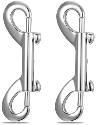 Tyqour 2 Stück Doppel Karabinerhaken Silber Doppelkarabiner Karabinerhaken Edelstahl Doppelkarabiner Langlebiger 8.8cm Bolzenschnapper Ketten Schnapphaken für Seile Verbindungen Hundeleinen