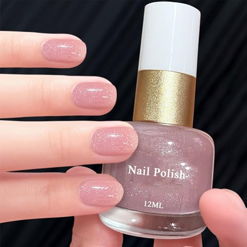 Rosa Nagellack - Wasserbasis Ungiftig Und Schnell Trocknend - Natürlich Glitzer Pink Nail Polish für die Nagelkunst zu Hause - Regular Nagellack für Frauen Mädchen (Rosa, 12ML)