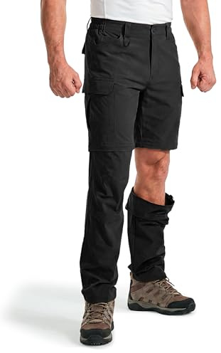Flyplus Pantalones funcionales cargo ligeros al aire libre senderismo para hombre, se pueden desmontar en pantalones cortos, impermeables, de secado rápido, tácticos, con múltiples bolsillos, para
