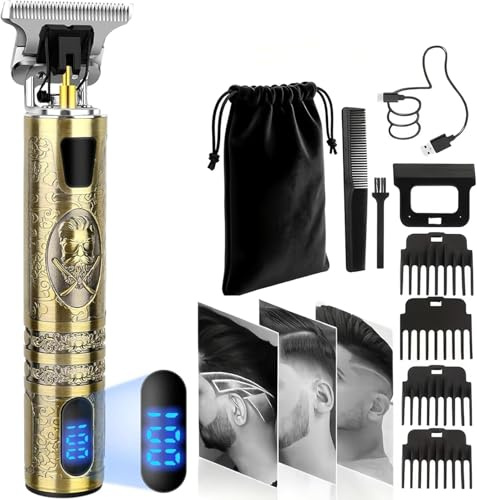 XkuiHF Tondeuse Cheveux Hommes, Tondeuse Barbe et Cheveux Homme – Tondeuse Professionnelle IPX7, Lame T Zéro écart, 4 Peignes (1.5-4mm), Rechargeable USB pour Coupe Précise (barbe)