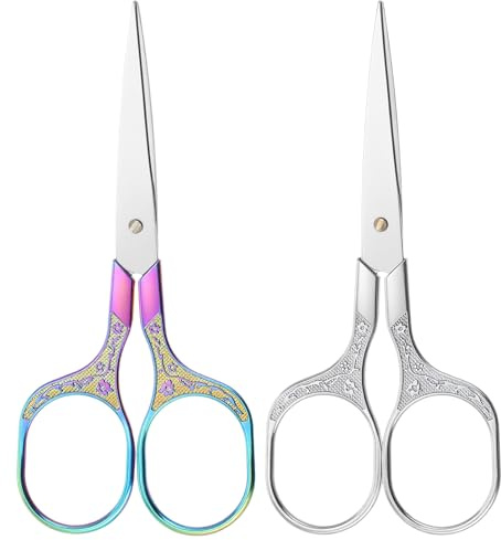 LXUEJIE 2 Pack Embroidery Scissors, Small Sharp Scissors with Cover Stainless Craft Mini Scissorses Retro Home Sewing Scissorses Metal Handle for Sewing Embroidery