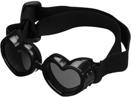 Hjärtformade hundsolglasögon – PC-material, lätt 40 g, UV-skydd, dimtåliga husdjursglasögon | Justerbar rem, utomhusridning, valpöga, snygga hundglasögon, roliga husdjurstillbehör