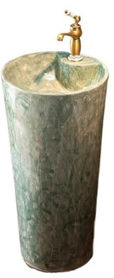 Independiente Lavabo de pedestal cerámica simple con grifo y desagüe una pieza pie moderno
