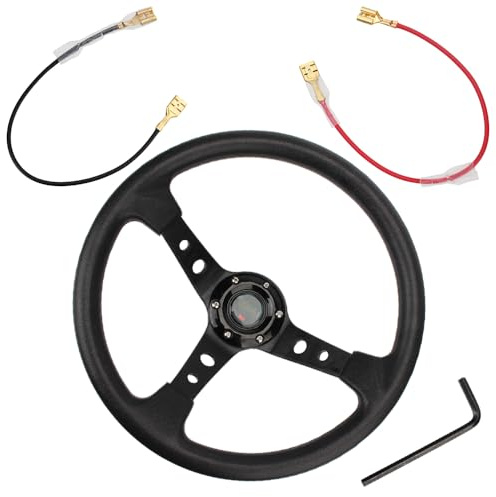 Volante Desplazado,Volante Coche Deportivo Volante Deportivo De 14 Pulgadas For Carreras Coches PU Universal