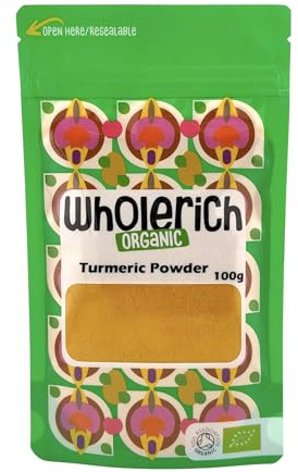 Wholerich Organic Turmeric Powder 100g | Certified Organic | Fine Ground Turmeric with Natural Curcumin | Perfect for Curries, Golden Milk, Smoothies & Everyday Cooking | Vegan & Additive-Free