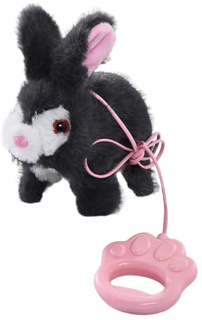 getuse Lapin en Peluche Électrique Animé, Animal de Compagnie Électronique Qui Marche et Parle, Jouet Interactif pour Enfants- Gris Foncé