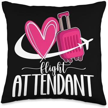 Flight Attendant Heart Stewardess Flight Attendant Throw Pillow