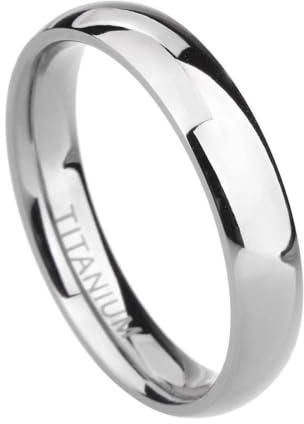 Hoisy Bague Homme et Femme Fiançailles Titane Personnalisable, 2MM/4MM/6MM/8MM Rond Poli Bague pour Homme en Argent