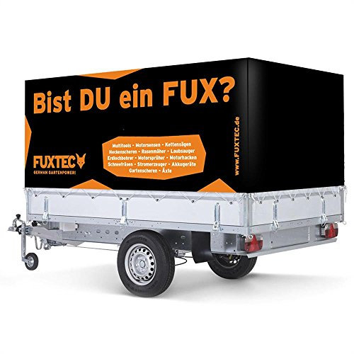 FUXTEC Anhängerplane passend für STEMA-Anhänger - wasserdicht - schwarz/orange - 80 cm Hochplane - Innenmaß 108 x 201 cm - auch für weitere Modelle nutzbar - inkl. Planenschnur - Gewicht: 610g/m²