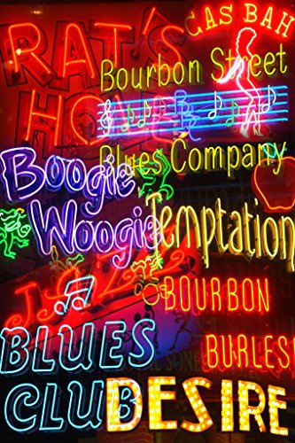 New Orleans NOLA French Quarter Bourbon Street Illuminated Neon Signs Photo Photograph Cool Wall Art Print Poster 24x36