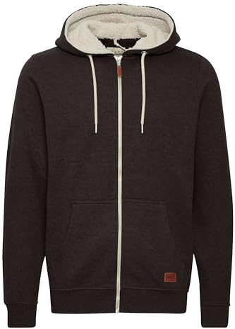 BLEND Hulker Teddy Veste en Sweat avec Peau De Mouton Zippé Sweat-Shirt pour Homme À CapucheDoublure De Peluche, Taille:L, Couleur:Black Teddy (75123)