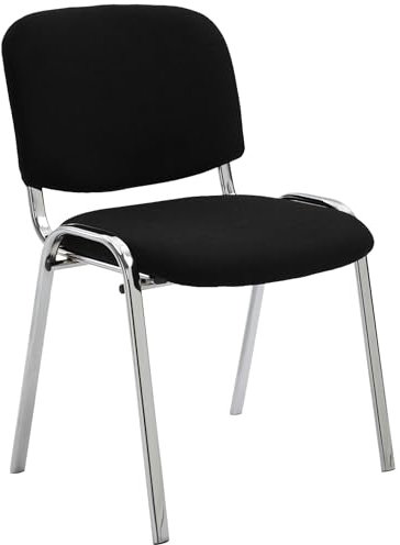 CLP Konferenzstuhl Ken Chrom mit hochwertiger Polsterung und Stoffbezug I Stapelstuhl mit robustem Metallgestell in Chromoptik, Farbe:schwarz