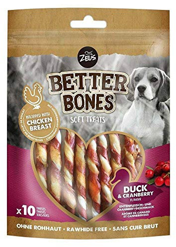 Zeus BetterBones, gedrehte Kaustangen für Hunde, mit Entenfleisch- und Cranberrygeschmack, 10cm, 114 g (1er Pack)