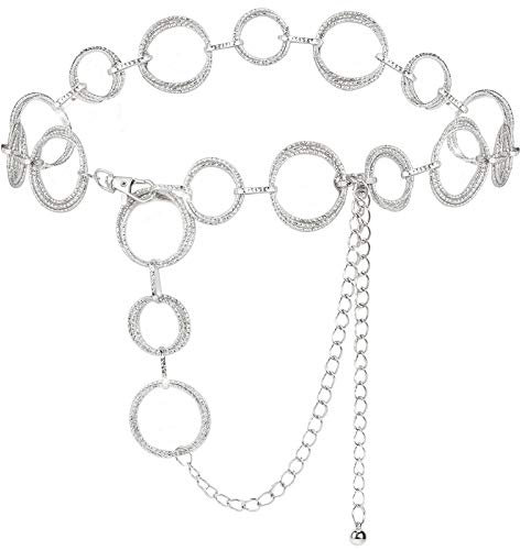 YooAi O-Ring Kettengürtel Taille Gürtel Glieder Für Frauen Metall Link Kette Geschenk Silber 120cm