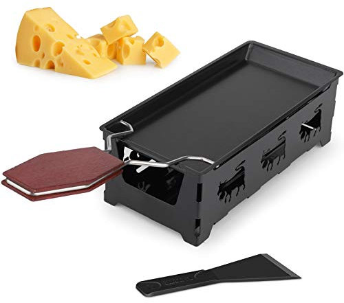 Raclette Bandeja para Hornear de Rotaster Portátil Antiadherente Bandeja con Espátula de Silicona para Derretir Queso, Chocolate, Mantequilla Negro