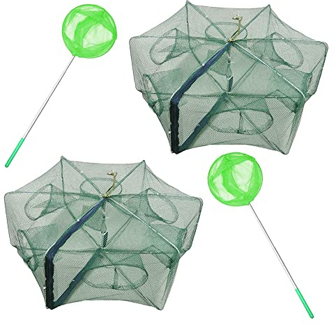 ZffXH 1/2 PCS Fishing Bait Trap Foldable Fish Minnow Crab Crayfish Crawdad Shrimp Net Cast