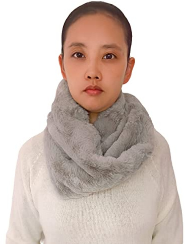 Lina & Lily Bufanda Cuello Mujer Invierno de Pelo Sintético (Gris Claro)