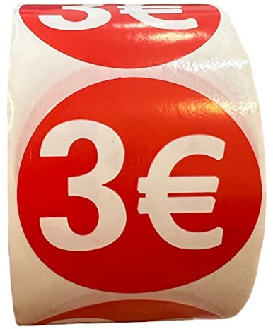BALSAT Etiquetas de Precio Pack de 500 Pegatinas Redondos Rojos Adhesivo Desplegable Price Stickers Rebajas Descuentos Oferta Liquidacion (3 €)