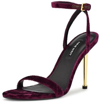 Nine West Women's Reina2 Heeled Sandal, Purple Velvet 500, 7.5