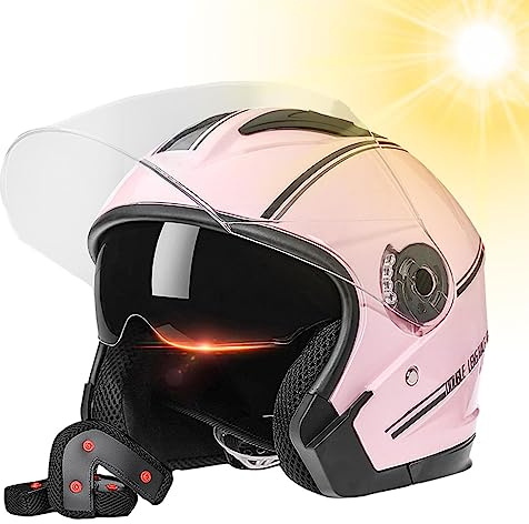 Rianpesn Motorcycle Helmets | Lightweight Motorcycle Open Face Helmets with Dual - Shockproof Baseball Motorcycle Helmets for Women Men Cycling