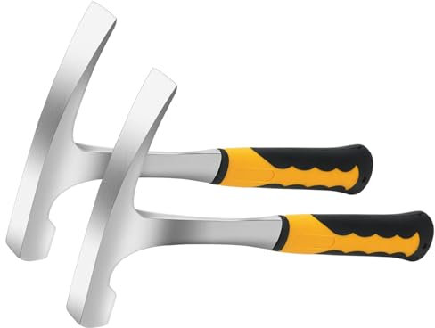 MAHIONG 2 Pack 20oz Brick Hammer, Flat Head Geological Fossil Hammer with Soft Grip Handle, Heavy Duty Masonry Rock Hammers for Bricklaying, Mining, Prospecting