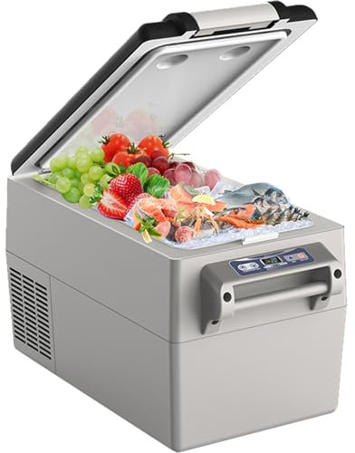 VEVOR Frigo per Auto, Frigo per Auto da 12 Volt, Congelatore Portatile a Doppia Zona da 32 Litri, Gamma Regolabile da -4 ℉ a 50 ℉, Frigo a Compressore da Esterno 12/24 V CC e 100-240 V CA