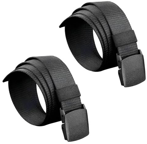 LIURFLNC 2 Stück Arbeitsgürtel Herren, Verstellbarer Arbeitsgürtel Outdoor, Nylon Canvas Keine Metallschnalle Gürtel Arbeitshose, Unisex Gürtel Herren Arbeitsgürtel für Arbeit und Reisen