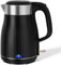 QEXREED Elektrischer Wasserkocher 1,8 l, kleiner Wasserkocher warm bei 65 °C, automatische Abschaltung, Edelstahl, 360 ° drehbare Basis, 1500 W-1800 W, Schwarz