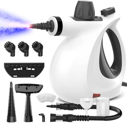 Dampfreiniger, Dampfreiniger Handgerät mit 11 Zubehör, 3,2 bar Dampfdruck 1050W Dampfreiniger für alles Boden, Chemikalienfreier Dampfreiniger Polstermöbel für Haushalte mit Kindern und Haustieren