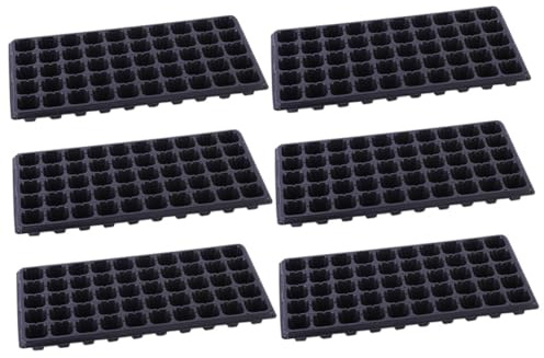 SUPVOX Bandeja de Cultivo para Germinación de Semillas, 6 Piezas de PVC Negro, 50 Celdas, Ranuras Múltiples para Flores Pequeñas y Verduras