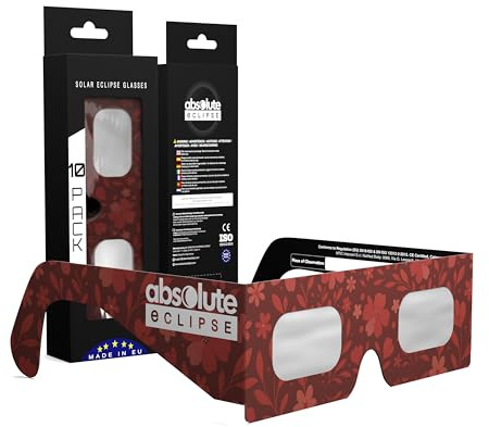 Gafas Eclipse Solar Homologadas ISO 12312-2 CE EPI | Lentes para Eclipse Solar | Fabricante Europeo Reconocido AAS | Eclipse Total España 2026 | Bloom | Pack de 10