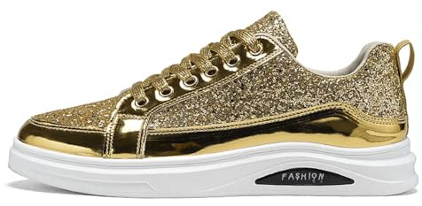 YOSUWOAI Baskets à paillettes pour homme - Chaussures de sport à lacets - Pour carnaval, mariage, fête, mariage, marche, années 70