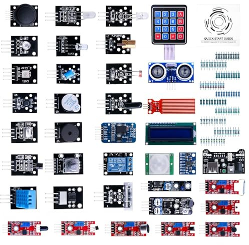 ELEGOO Kit de Modules de Capteurs 37 en 1 Amélioré avec Tutoriel Compatible avec Arduino UNO R3 Mega Nano Raspberry pi 4(Exclut la Carte Microcontrôleur)