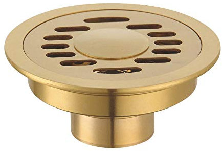 Ruixinshi 10cm Ronde en Laiton Cache Siphon de Sol Douche Siphon de Sol à Grille égouttoir à déchets Gold,1