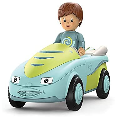 Toddys by siku 0101, Freddy Fluxy, 2-teiliges Spielzeugauto, Zusammensteckbar, Inkl. beweglicher Spielfigur, Hochwertiger Schwungradmotor, Türkis/Grün, Ab 12 Monaten