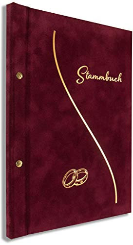 A4 Stammbuch Renkaat Weinrot Gold Stammbuch der Familie für Hochzeit Standesamt incl. 11 Prospekthüllen