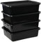Obstnny 13 L Washing Up Bowl with Lid, 4 Pack Rectangular Bus Tub, Black Wash Bowl
