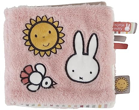 DADWAY Pioupiou et Merveilles - Miffy Fabric Activity Book - Size 16 x 16 - Fluffy Pink - Stimulates the Senses - Develops Coordination - Multiple Surfaces - Very Soft, NIJN925